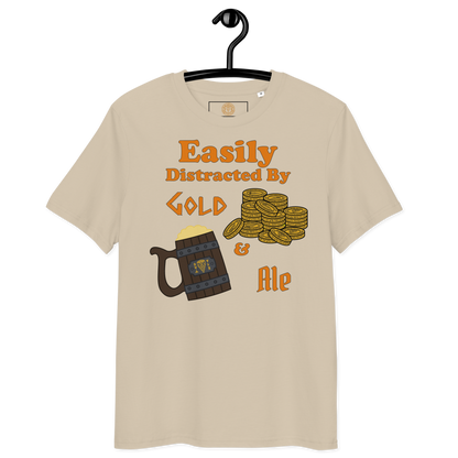 Easily Distracted by Gold and Ale - Unisex Organic Cotton T-Shirt