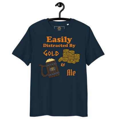 Easily Distracted by Gold and Ale - Unisex Organic Cotton T-Shirt