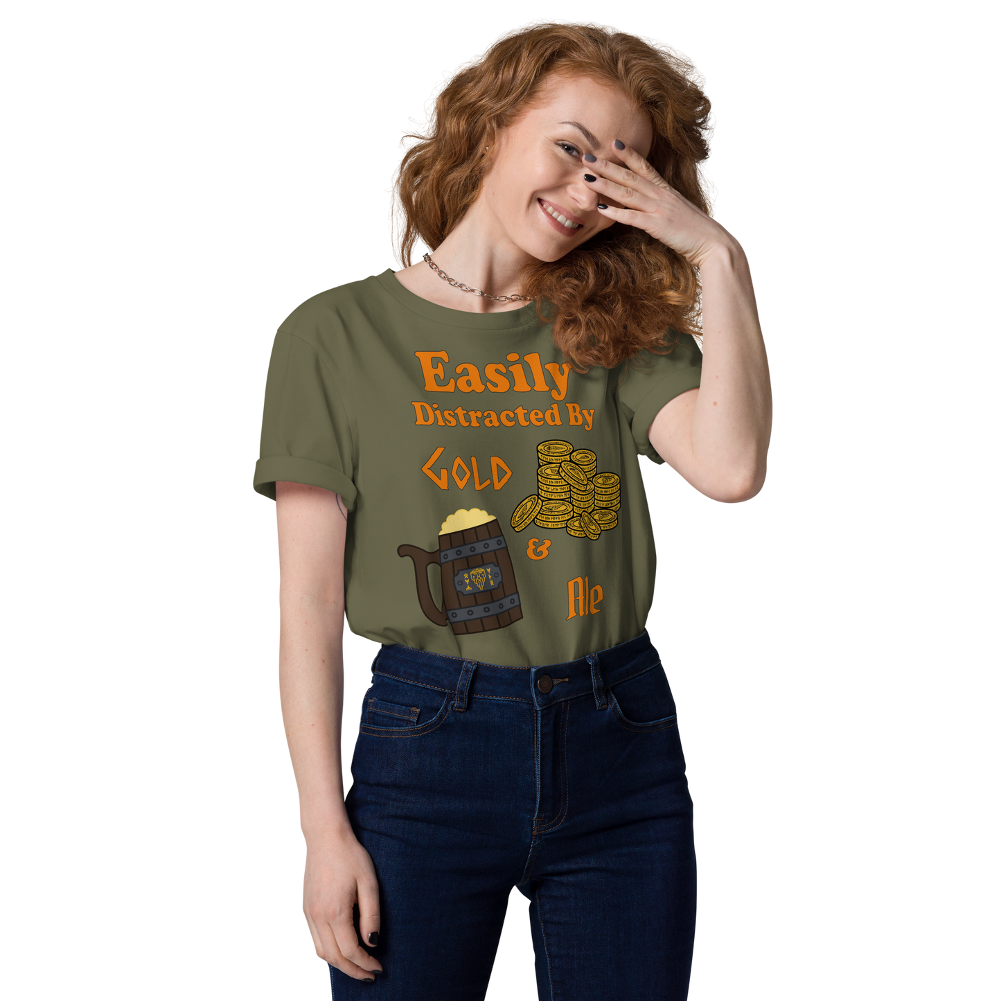 Easily Distracted by Gold and Ale - Unisex Organic Cotton T-Shirt