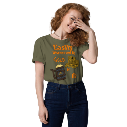 Easily Distracted by Gold and Ale - Unisex Organic Cotton T-Shirt
