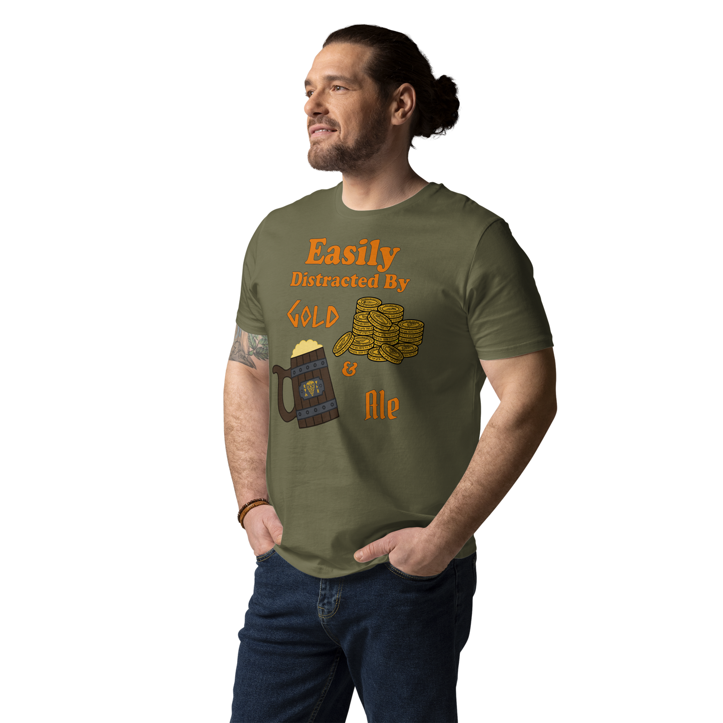 Easily Distracted by Gold and Ale - Unisex Organic Cotton T-Shirt