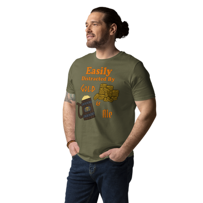 Easily Distracted by Gold and Ale - Unisex Organic Cotton T-Shirt