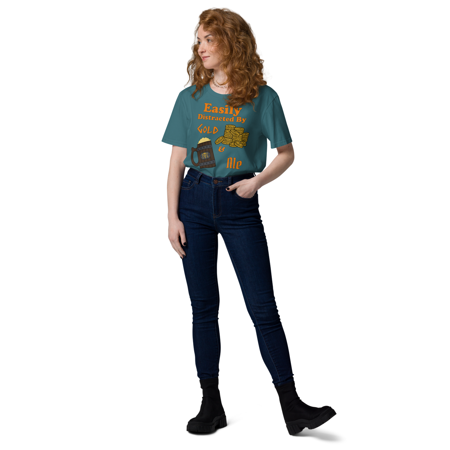 Easily Distracted by Gold and Ale - Unisex Organic Cotton T-Shirt