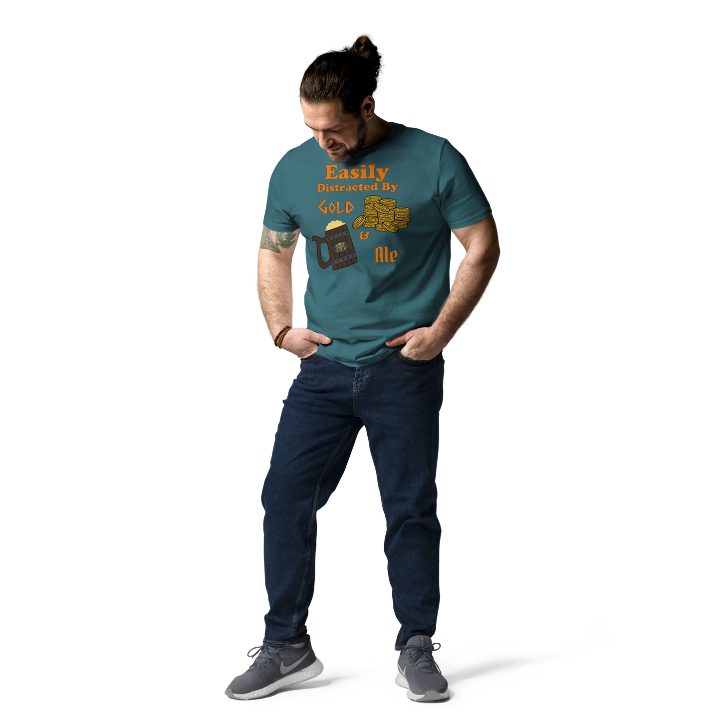 Easily Distracted by Gold and Ale - Unisex Organic Cotton T-Shirt