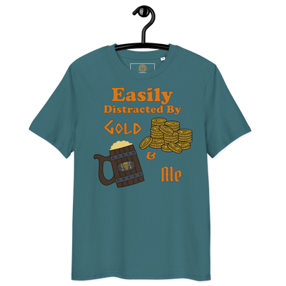 Easily Distracted by Gold and Ale - Unisex Organic Cotton T-Shirt