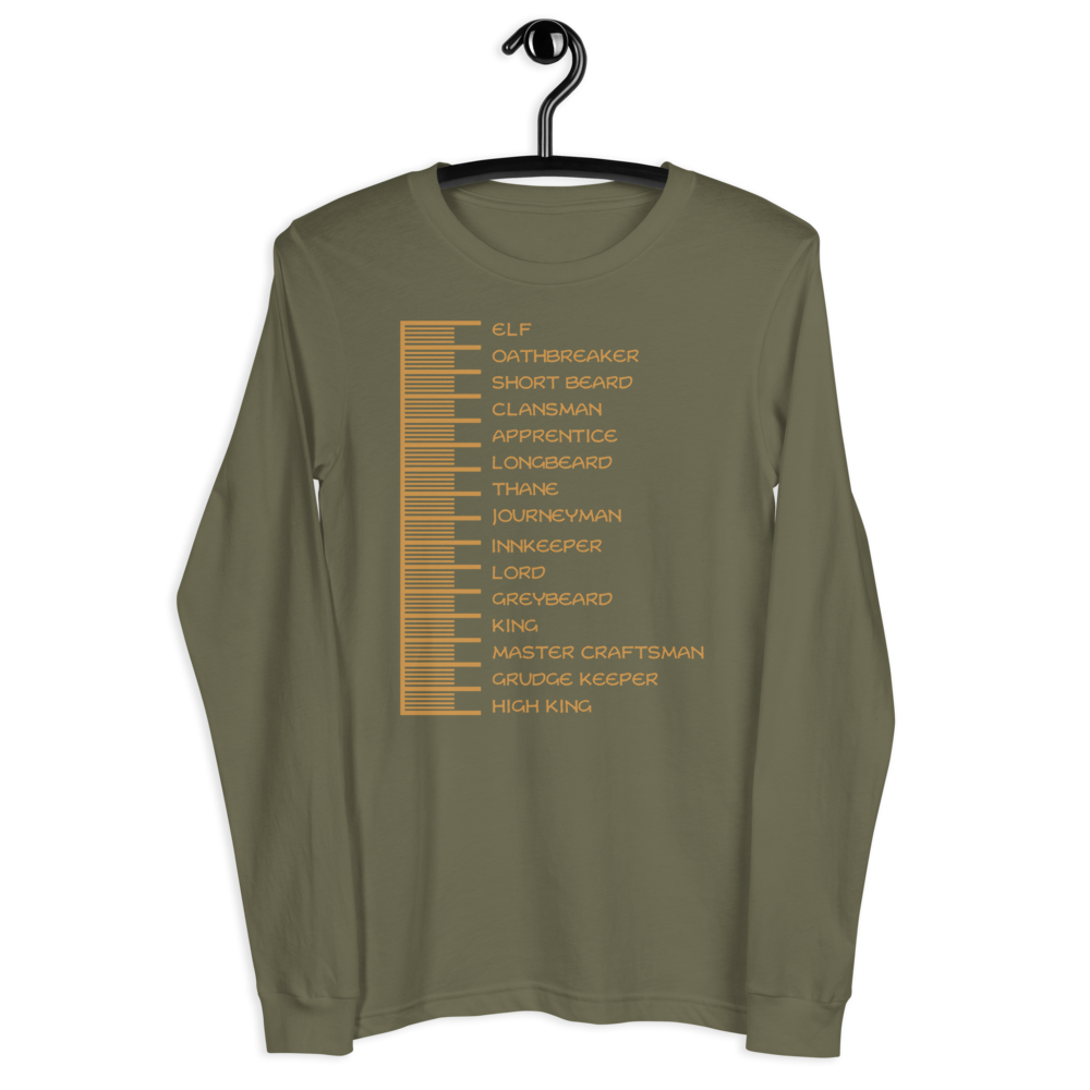 Dwarven Beard Length Chart - Unisex Long Sleeve Tee