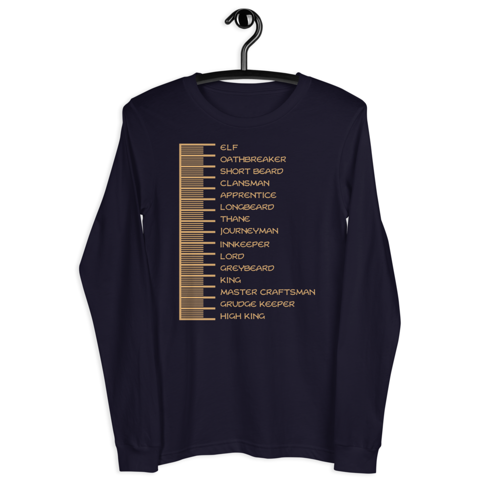 Dwarven Beard Length Chart - Unisex Long Sleeve Tee