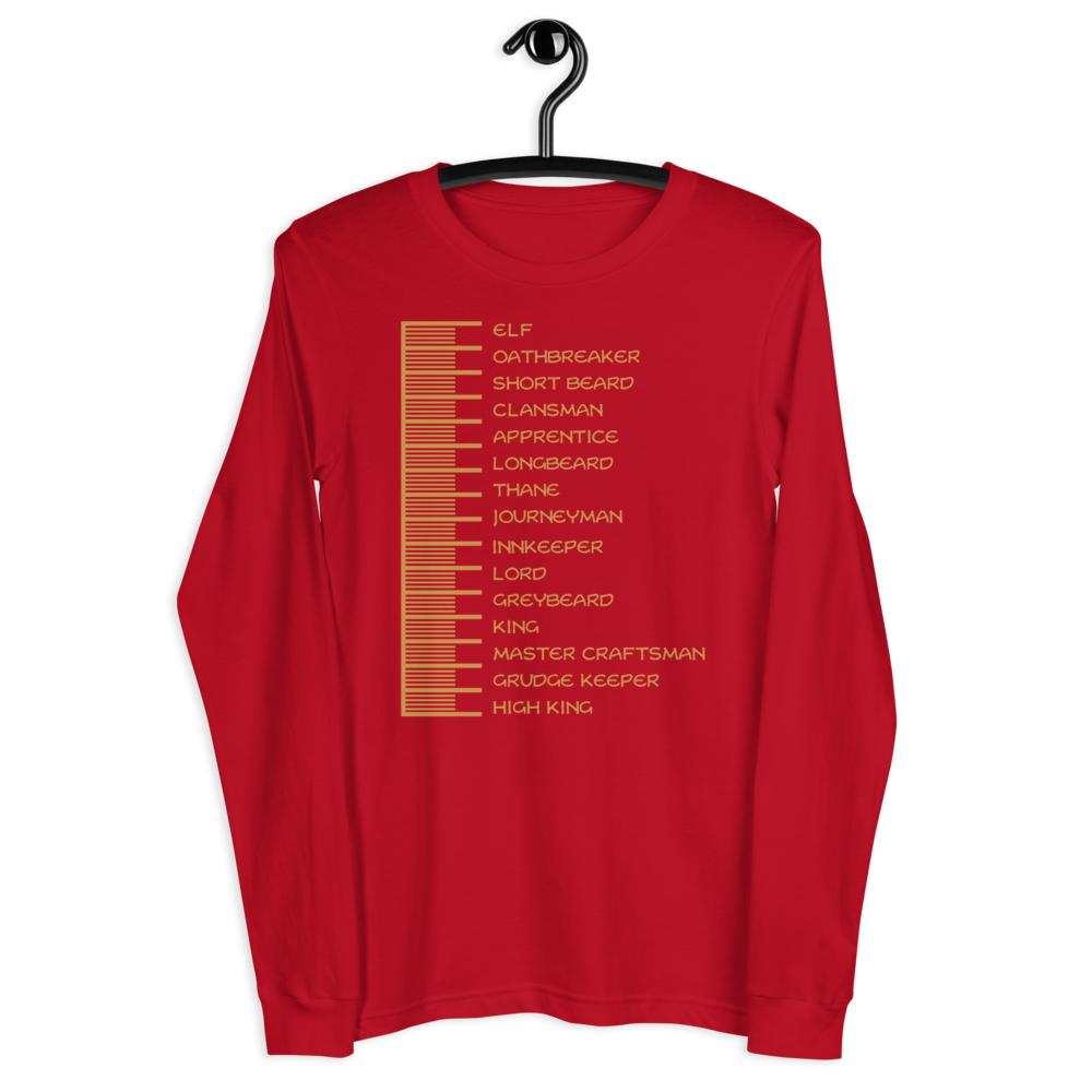 Dwarven Beard Length Chart - Unisex Long Sleeve Tee