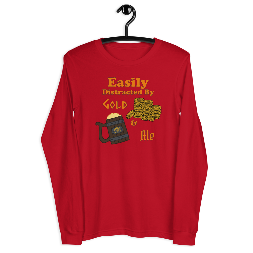 Easily Distracted By Gold and Ale - Unisex Long Sleeve Tee